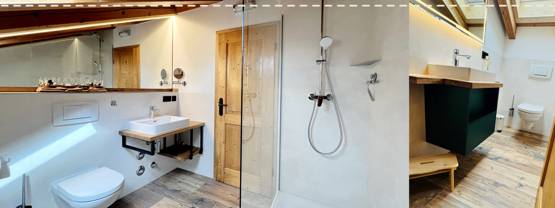 großes Badezimmer mit Dusche und WC